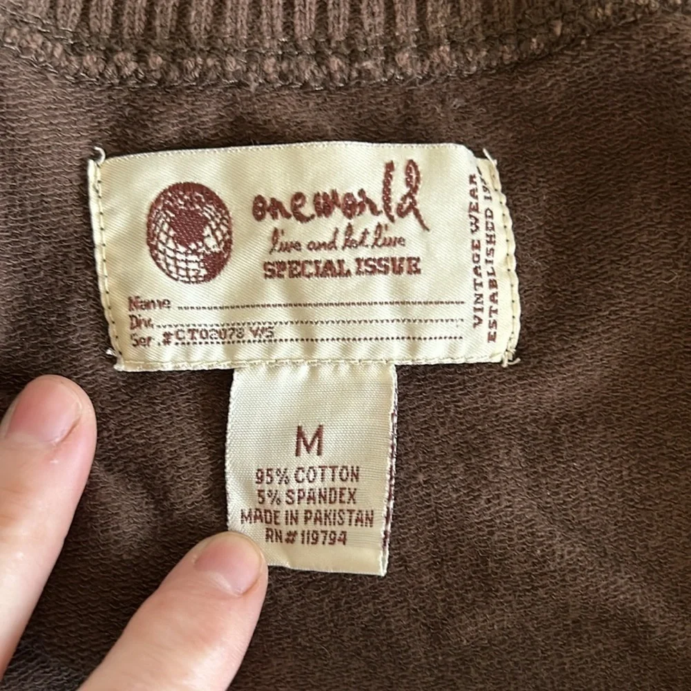 One World zip up sweater